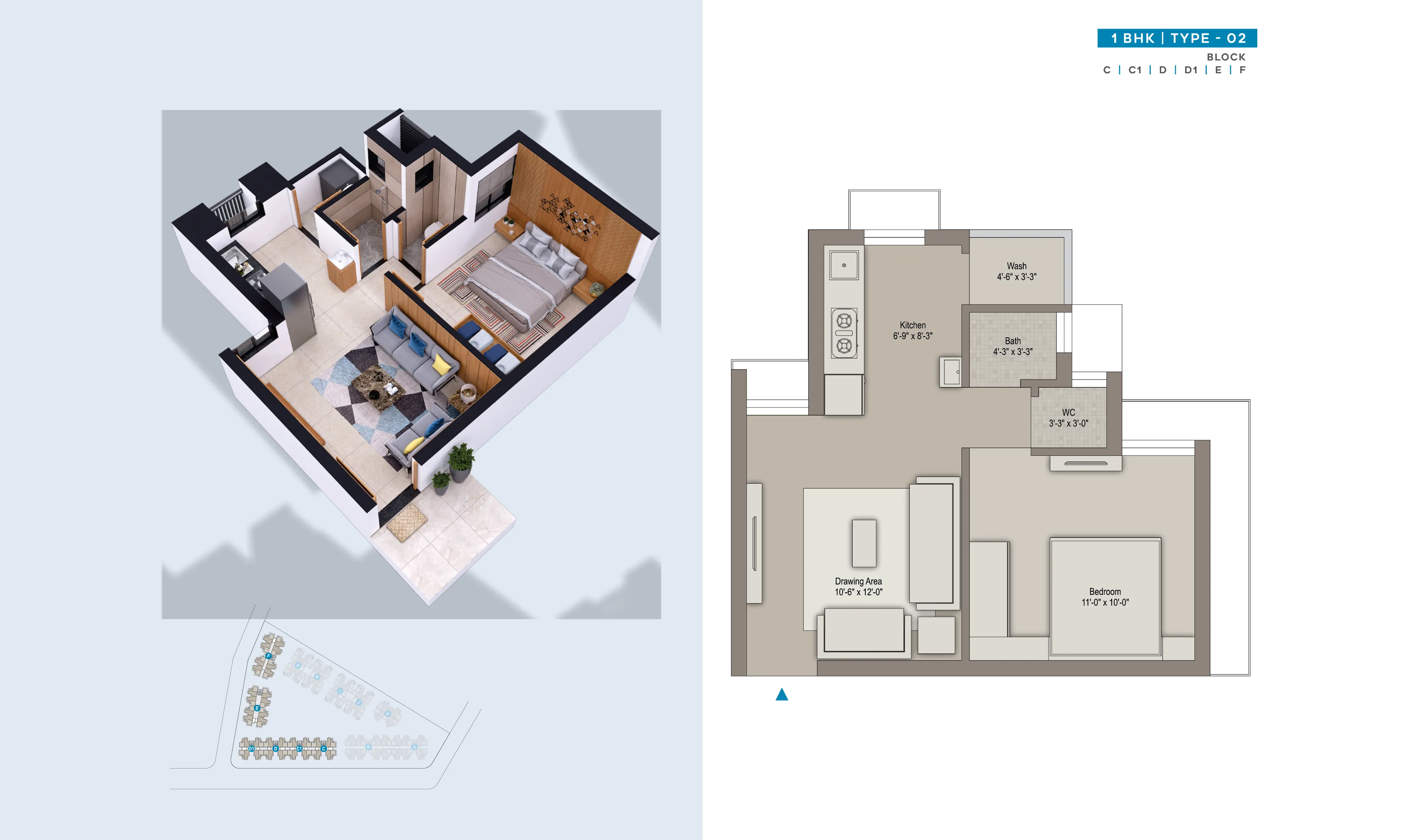 2BHK Unit Plan